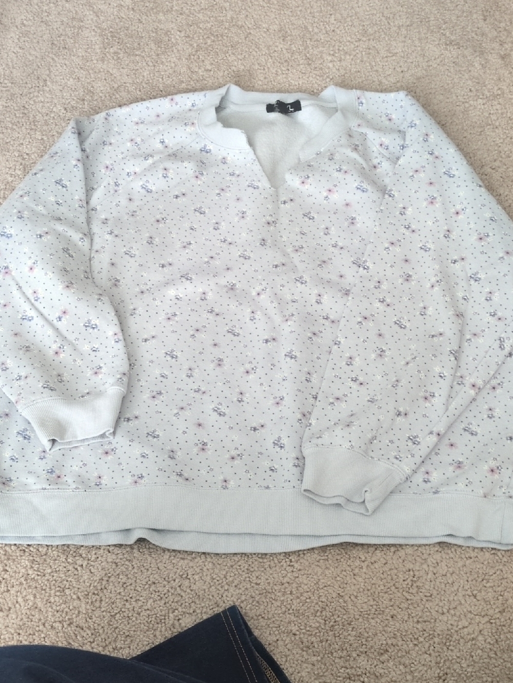 Light Floral Cozy Sweatshirt in White with Pink & Purple Accents